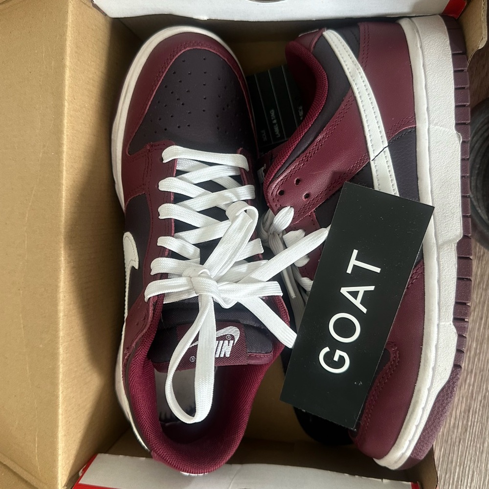 Nike Men's Dunk Low in Maroon and White